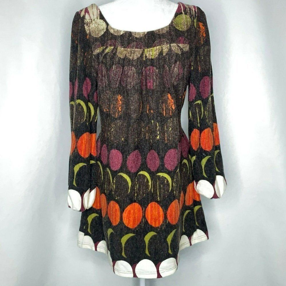 Axyeh Anthropologie Sweater Dress M Dots Mod Retro